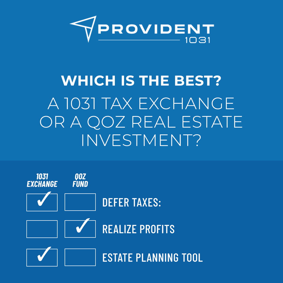 1031 Exchange vs. Qualified Opportunity Zones - Provident 1031 Houston - The Woodlands
